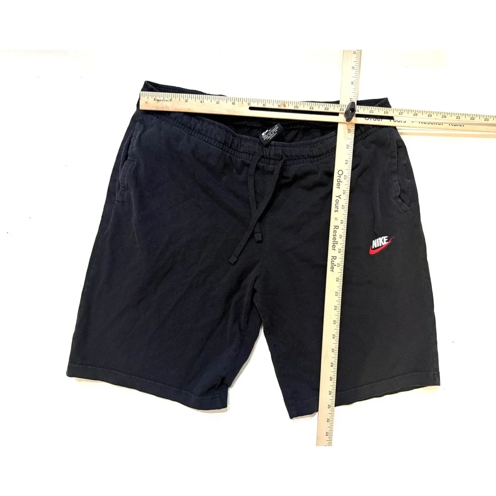Vintage‎ 90s Nike Shorts Men XL Black Red Swoosh Embroidered Sweats Streetwear